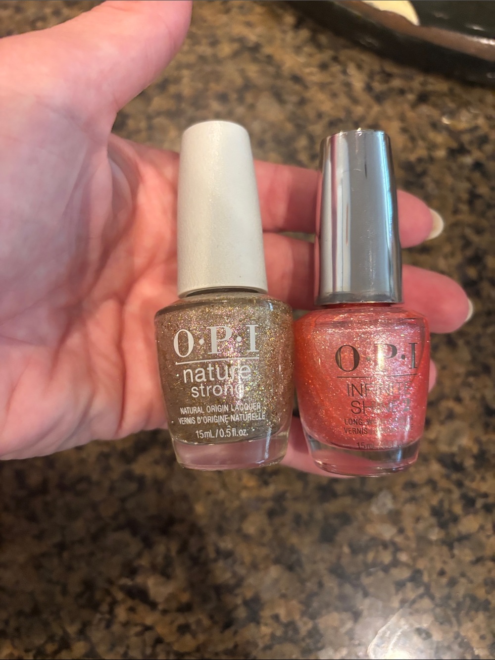 OPI Gold Glitter & Coral Shimmer Nail Polish Duo